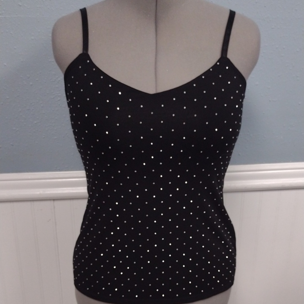 White House Black Market Black and White Polka Dot Camisole